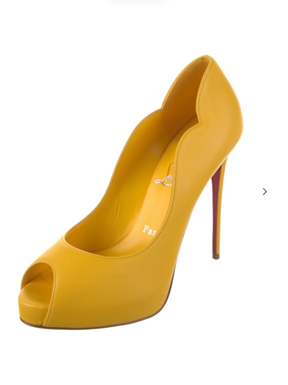 Christian Louboutin Yellow Peep-Toe Scalloped Stiletto